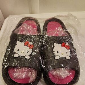 Hello Kitty Black and Pink Waterproof Summer Pool Shower Beach Slides Shoes